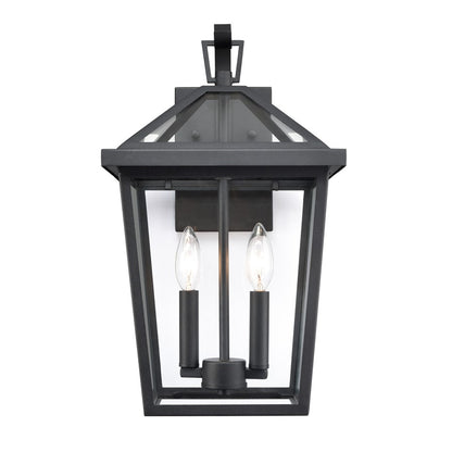 Millennium Lighting Mensun 2Lt Outdoor Wall Sconce, Black/Clear - 92202-TBK