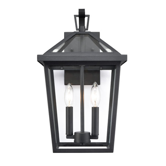 Millennium Lighting Mensun 2Lt Outdoor Wall Sconce, Black/Clear - 92202-TBK