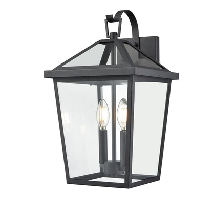 Millennium Lighting Mensun 2Lt Outdoor Wall Sconce, Black/Clear
