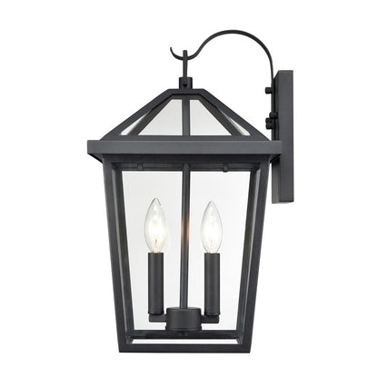 Millennium Lighting Mensun 2Lt Outdoor Wall Sconce, Black/Clear
