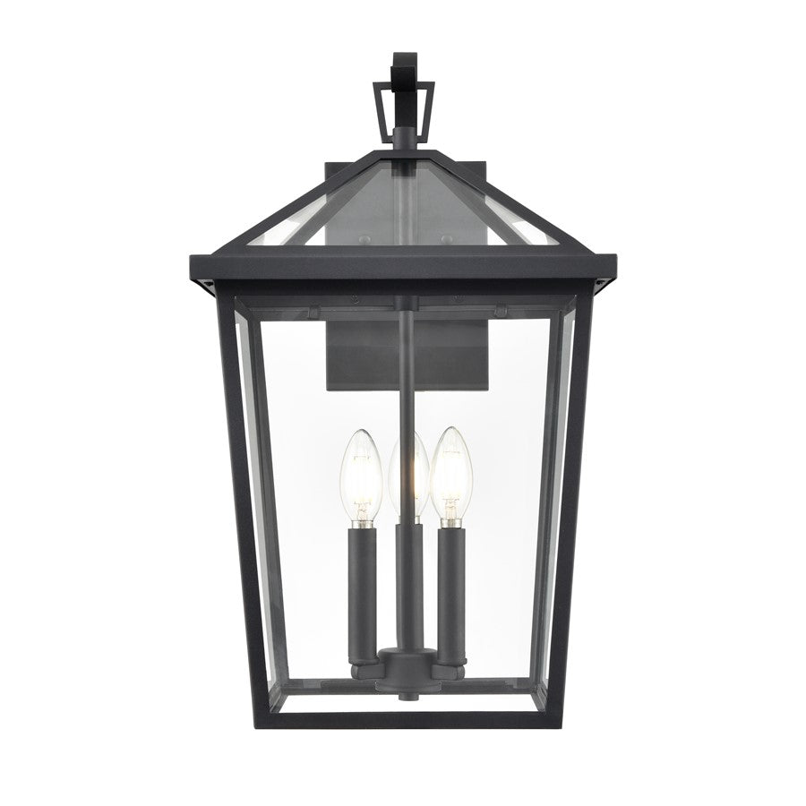 Millennium Lighting Mensun 3Lt Outdoor Wall Sconce, Black/Clear - 92303-TBK