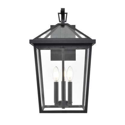 Millennium Lighting Mensun 3Lt Outdoor Wall Sconce, Black/Clear - 92303-TBK