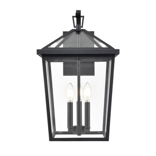 Millennium Lighting Mensun 3Lt Outdoor Wall Sconce, Black/Clear - 92303-TBK