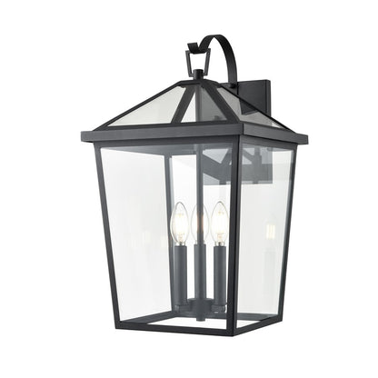 Millennium Lighting Mensun 3Lt Outdoor Wall Sconce, Black/Clear