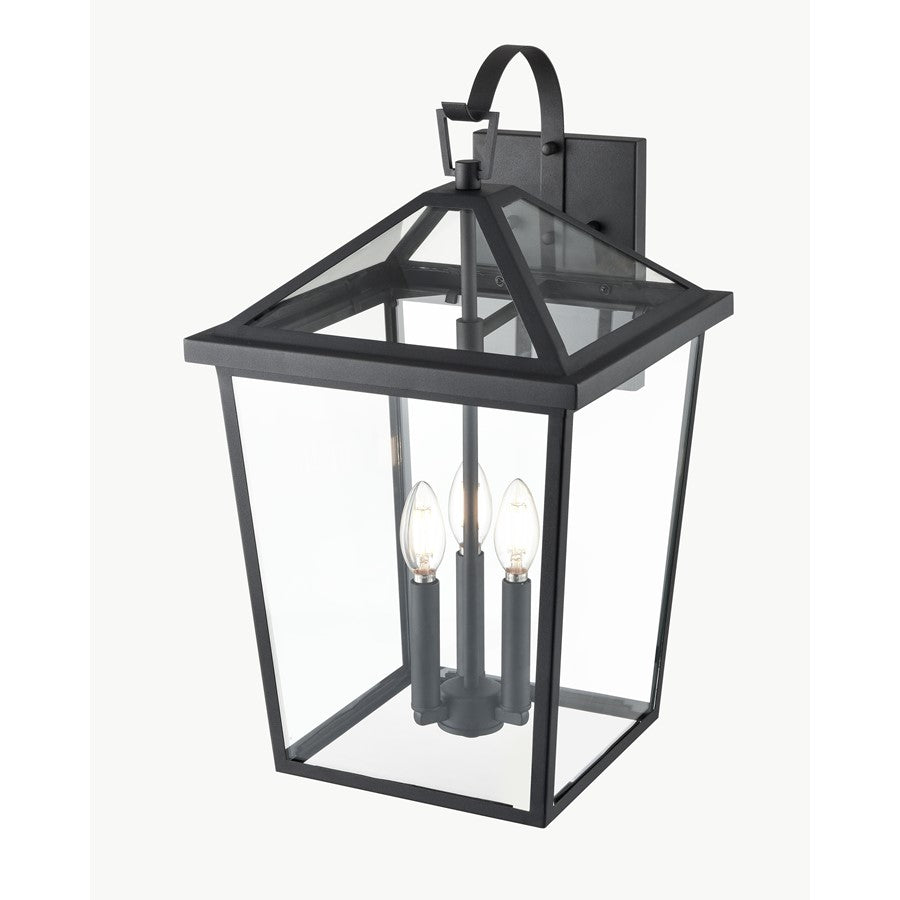 Millennium Lighting Mensun 3Lt Outdoor Wall Sconce, Black/Clear