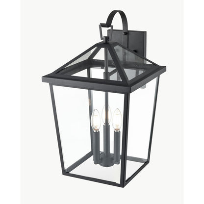 Millennium Lighting Mensun 3Lt Outdoor Wall Sconce, Black/Clear