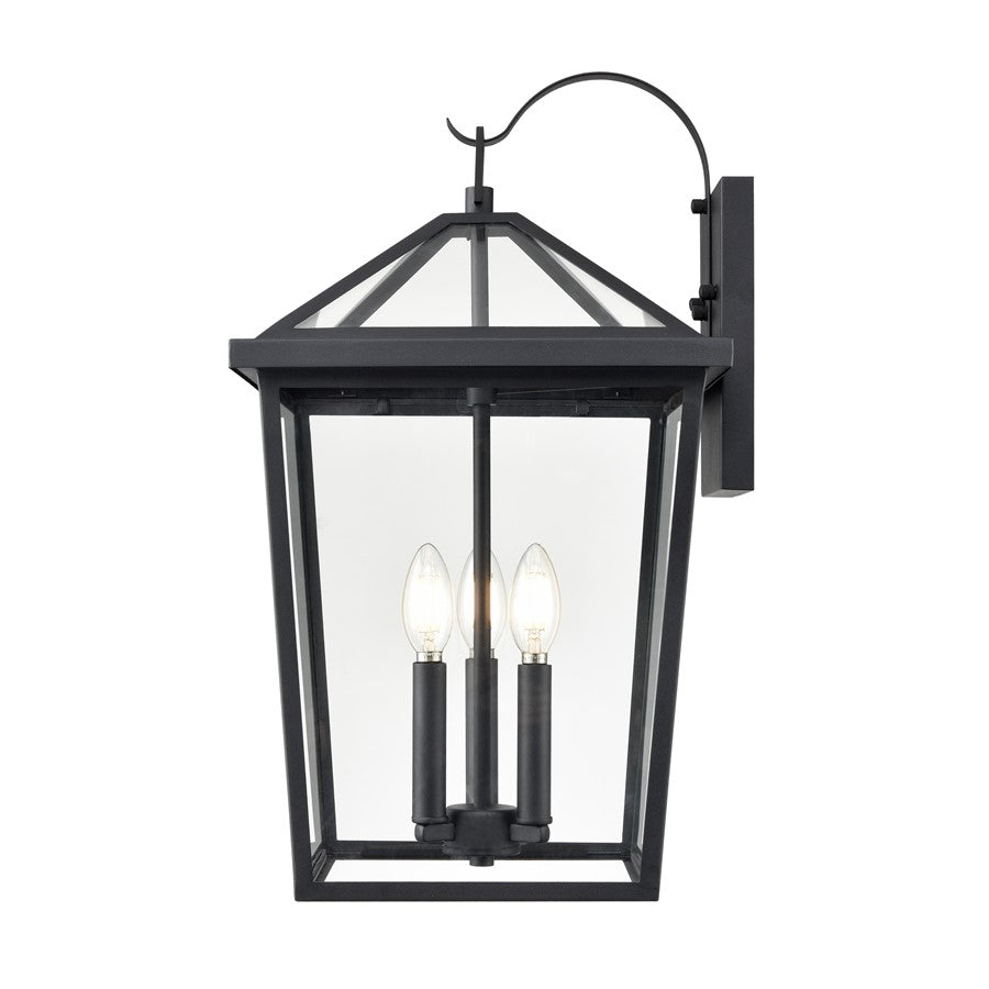 Millennium Lighting Mensun 3Lt Outdoor Wall Sconce, Black/Clear