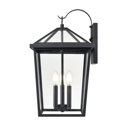 Millennium Lighting Mensun 3Lt Outdoor Wall Sconce, Black/Clear