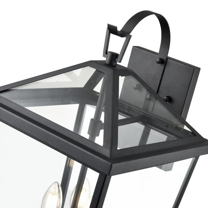 Millennium Lighting Mensun 3Lt Outdoor Wall Sconce, Black/Clear