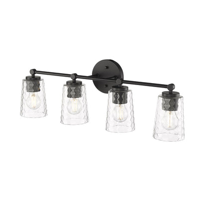 Millennium Lighting Ashli 4Lt Bathroom Vanity Light, Matte Black/Clear