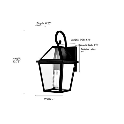 Millennium Lighting Eston 1Lt 14" Outdoor Wall Sconce, Black/Clear