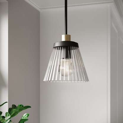 Millennium Lustria 1Lt Pendant, Black/Clear Striated
