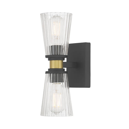 Millennium Lustria 2Lt Wall Sconce, Black/Clear Striated - 9302-MB-VB