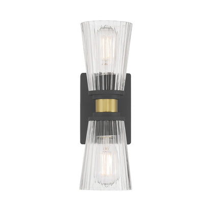 Millennium Lustria 2Lt Wall Sconce, Black/Clear Striated