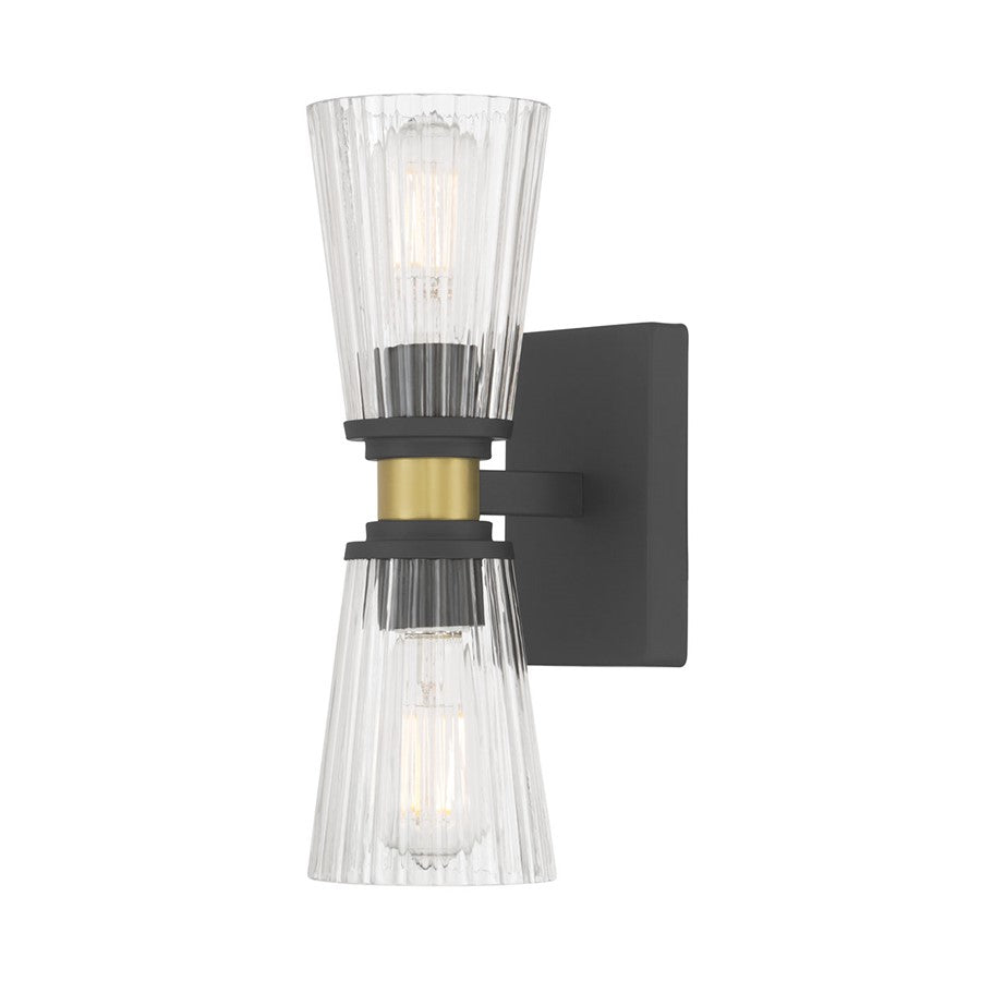 Millennium Lustria 2Lt Wall Sconce, Black/Clear Striated