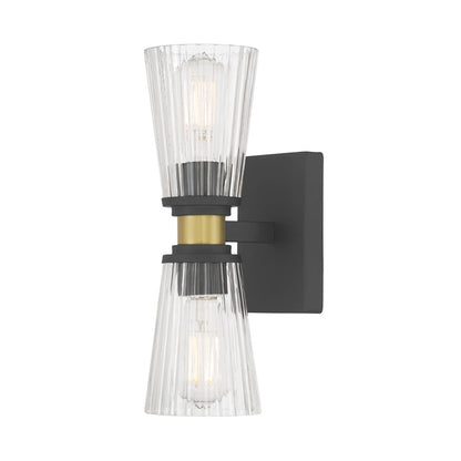 Millennium Lustria 2Lt Wall Sconce, Black/Clear Striated
