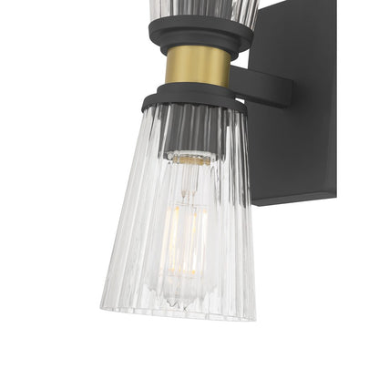 Millennium Lustria 2Lt Wall Sconce, Black/Clear Striated