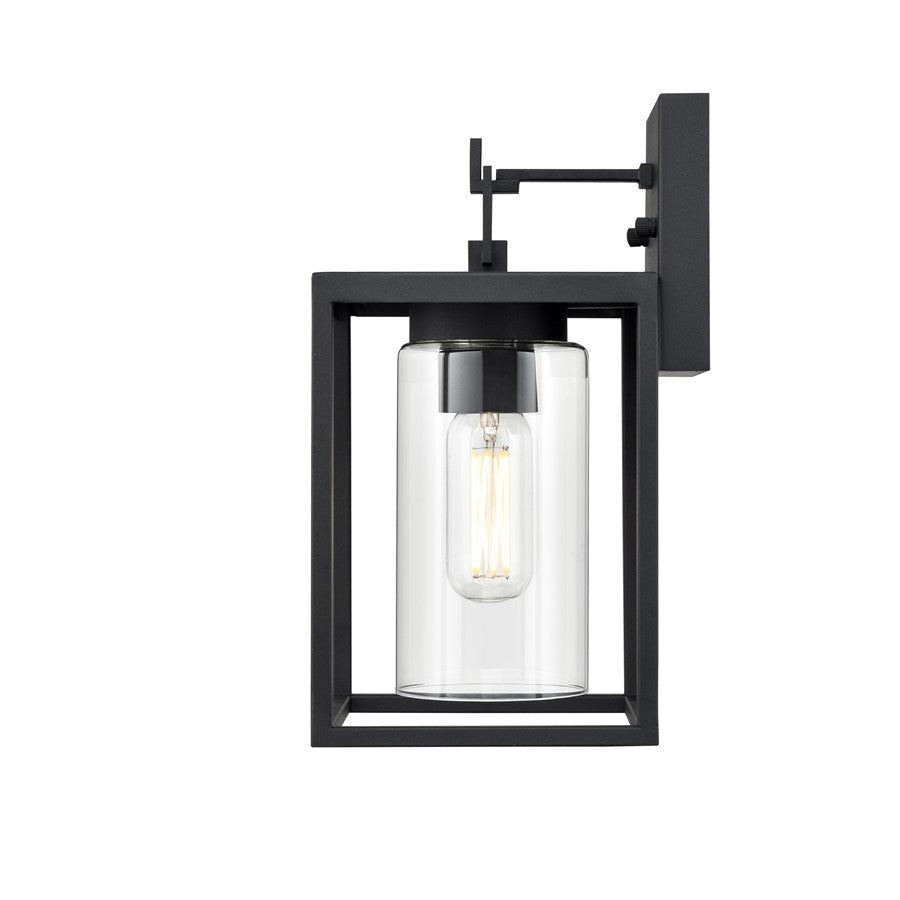 Millennium Ellway 1Lt Outdoor Wall Sconce, Textured Black/Clear