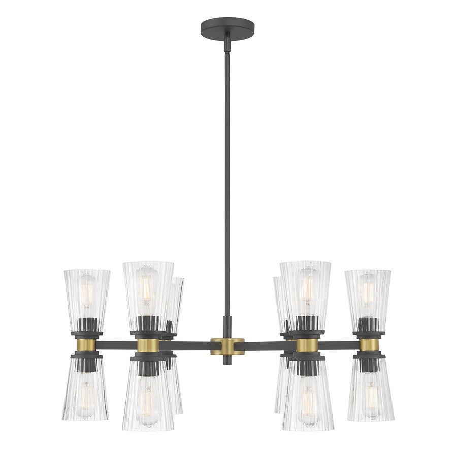 Millennium Lustria 12Lt Chandelier, Black/Clear Striated