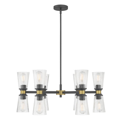 Millennium Lustria 12Lt Chandelier, Black/Clear Striated