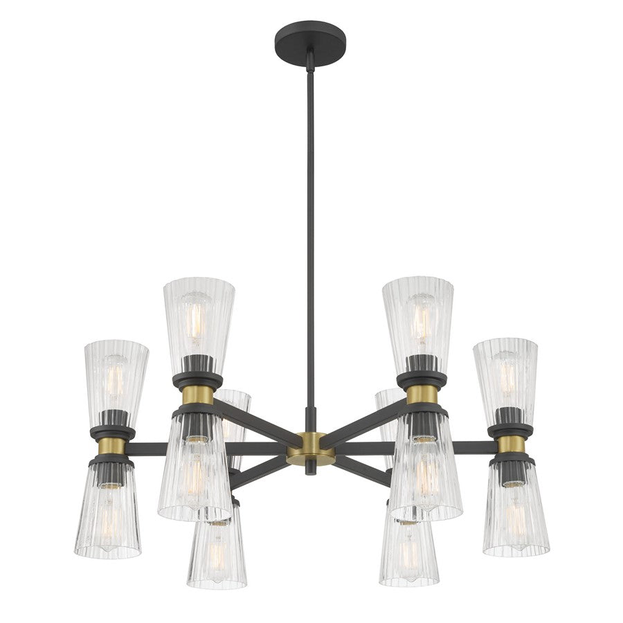 Millennium Lustria 12Lt Chandelier, Black/Clear Striated