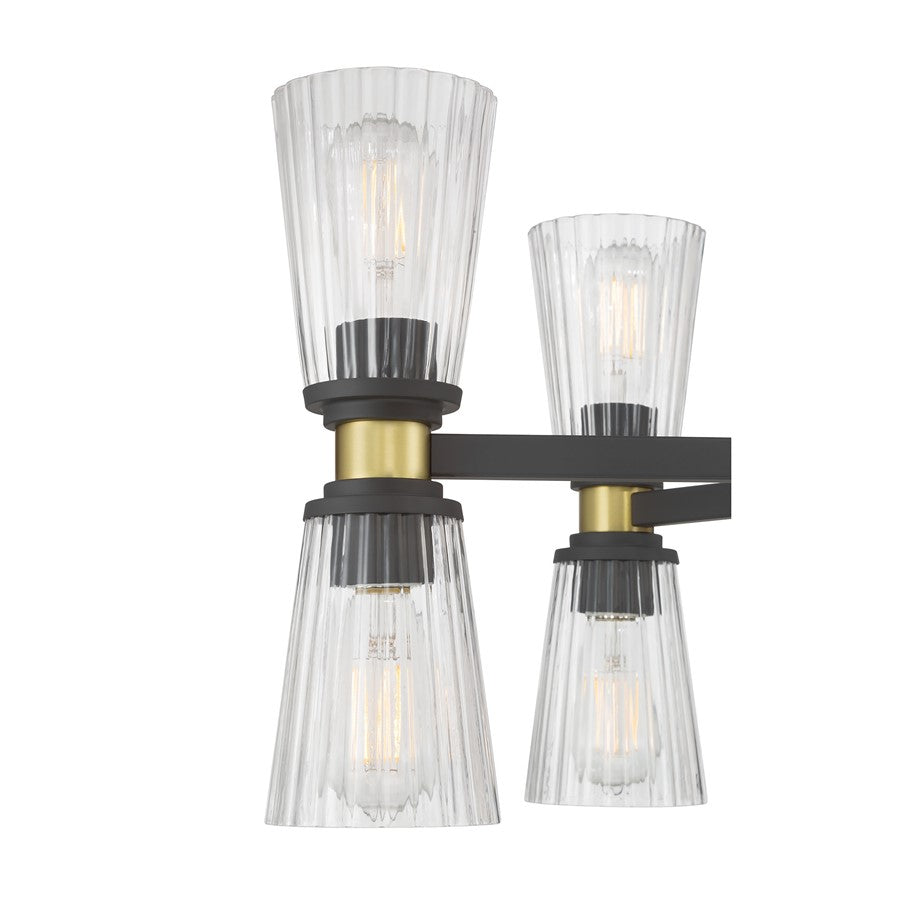 Millennium Lustria 12Lt Chandelier, Black/Clear Striated