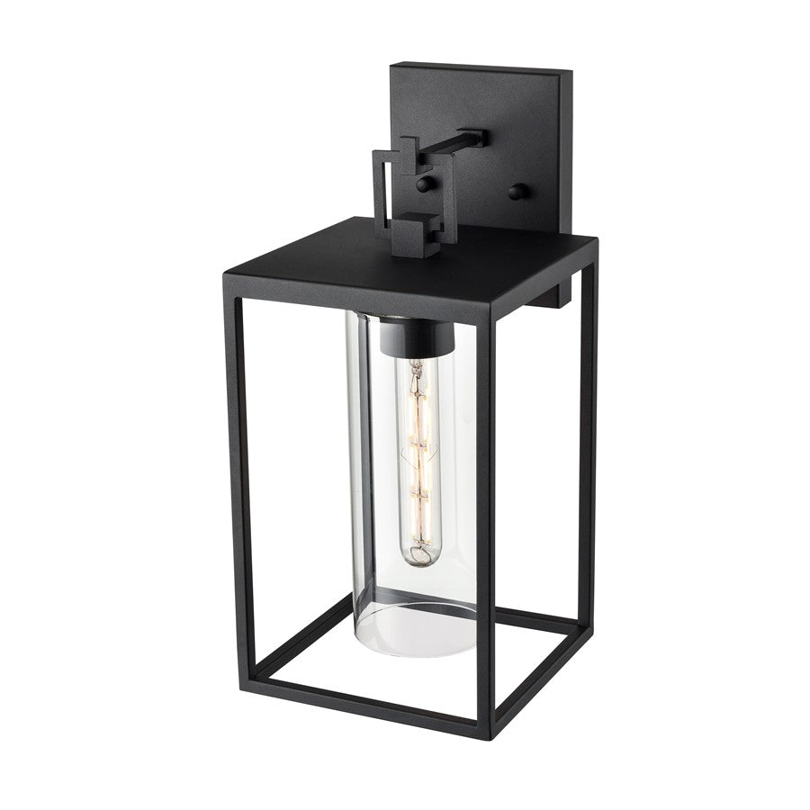Millennium Ellway 1Lt 16" Outdoor Wall Sconce/Square, Black/Clear