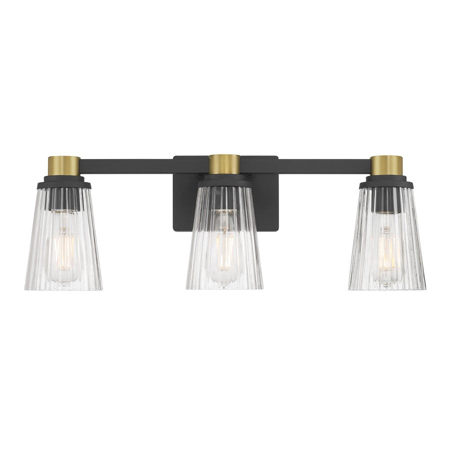 Millennium Lustria 3Lt Bathroom Vanity Light, Black/Clear Striated