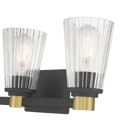 Millennium Lustria 3Lt Bathroom Vanity Light, Black/Clear Striated