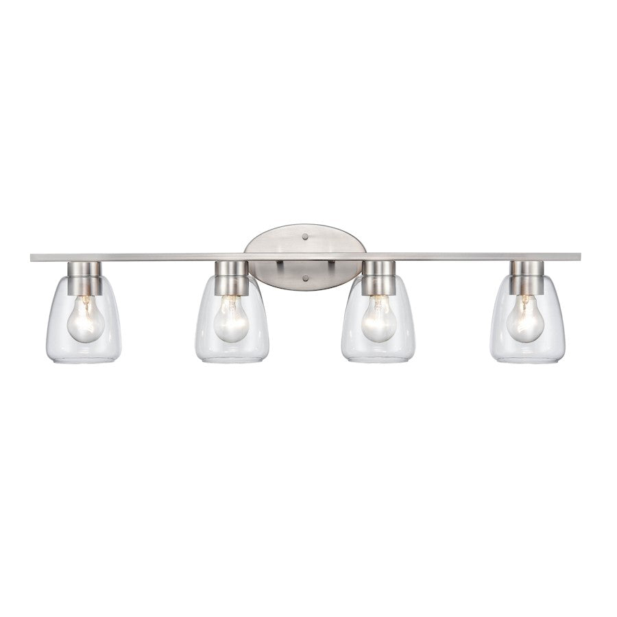 4 Light Bathroom Vanity Light, Brushed Nickel