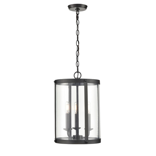 Millennium Lighting Aydenn 3 Light Pendant, Matte Black/Clear - 94003-MB