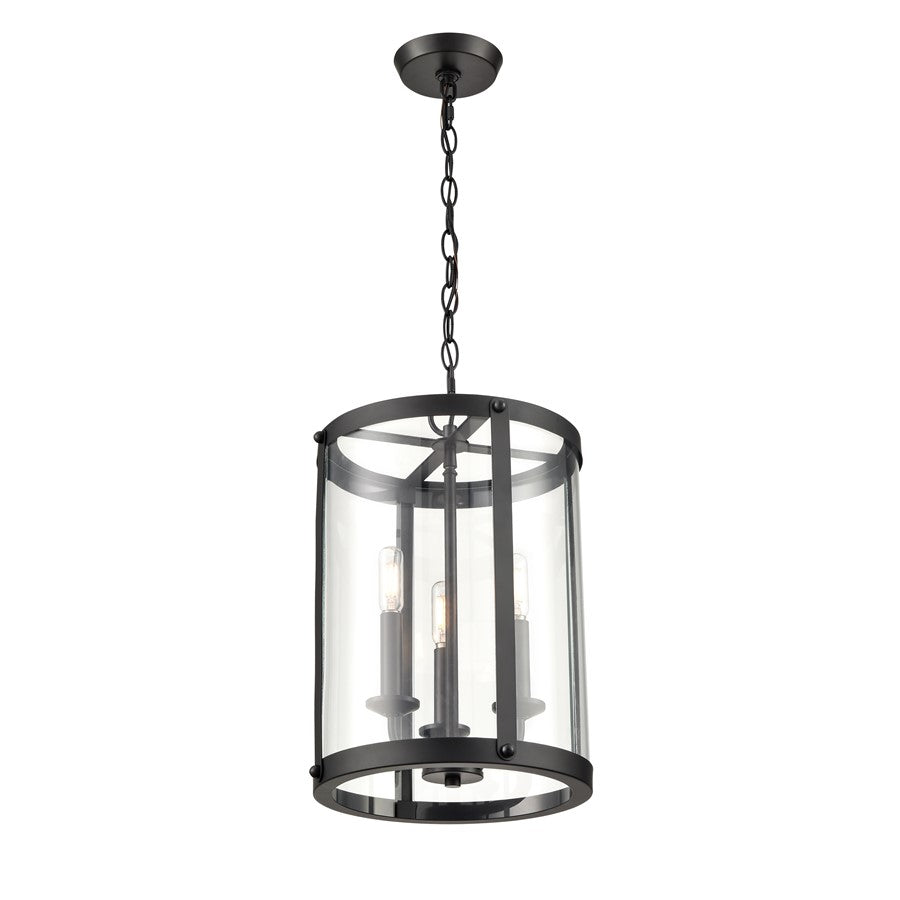 Millennium Lighting Aydenn 3 Light Pendant, Matte Black/Clear
