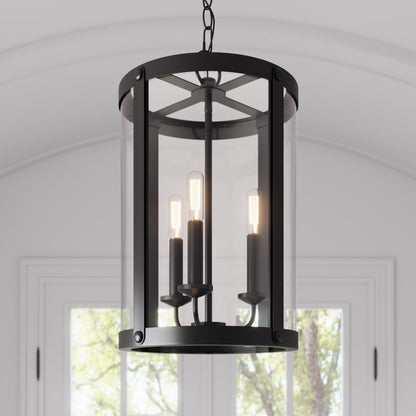 Millennium Lighting Aydenn 3 Light Pendant, Matte Black/Clear