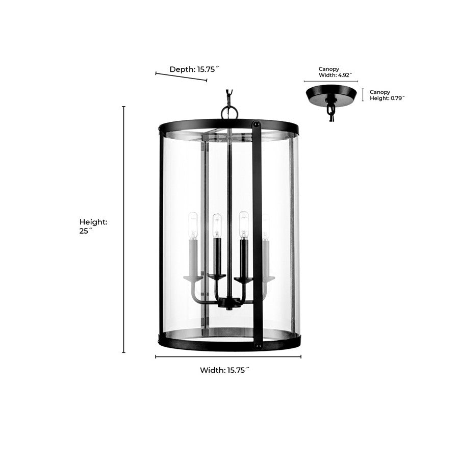 Millennium Lighting Aydenn 4 Light 25" Pendant, Brushed Nickel/Clear