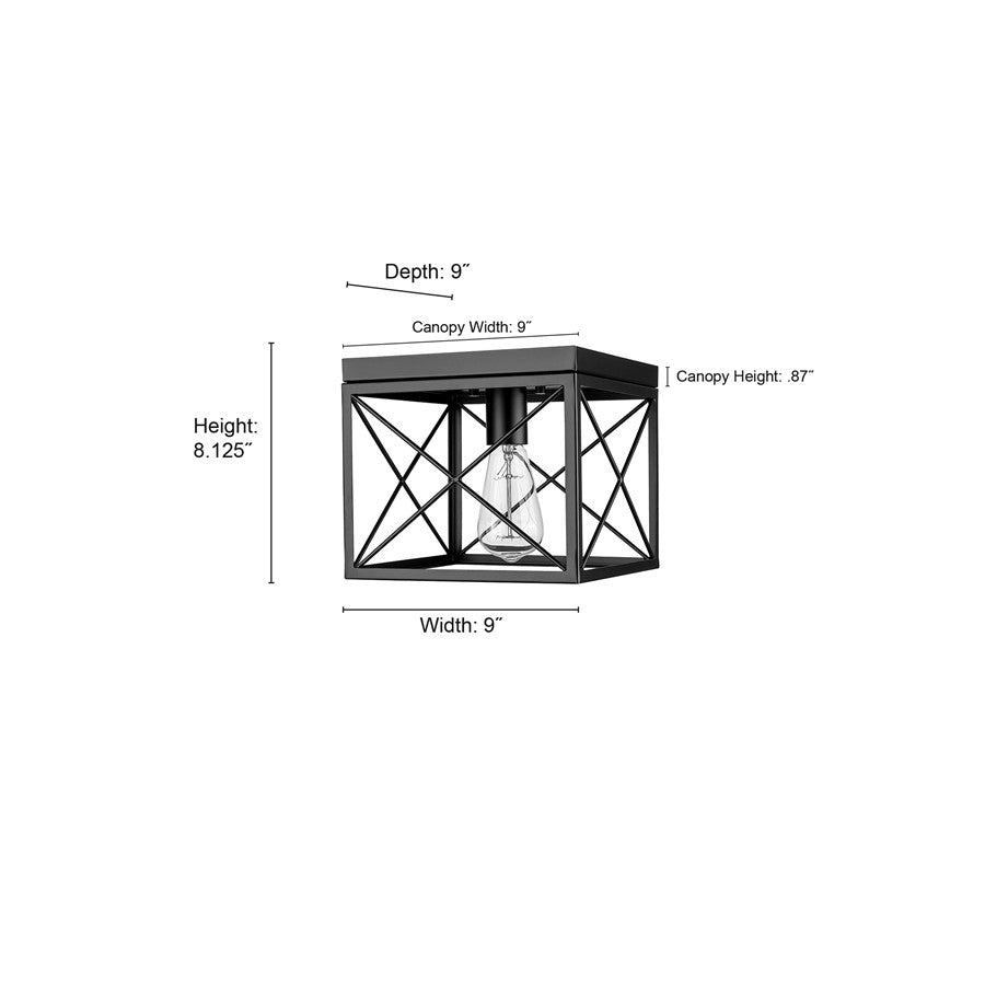 Millennium Lighting 1Lt Flushmount, Black