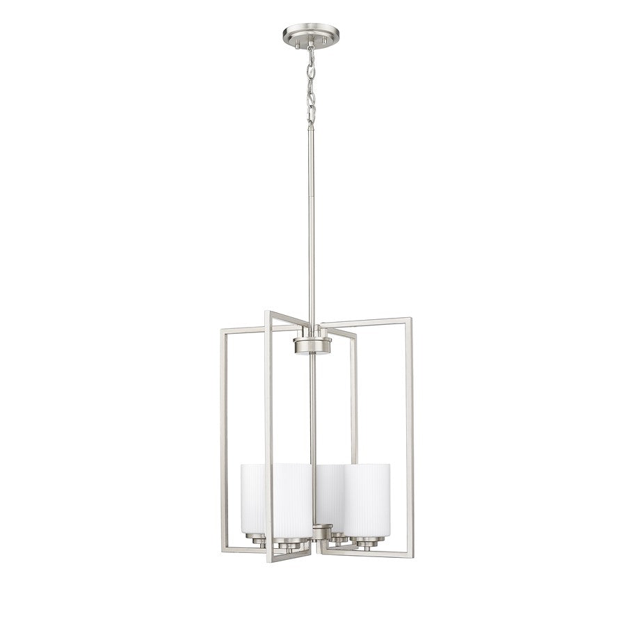 Millennium Luxx 4Lt 20" Pendant, Nickel/Ribbed Etched Opal White