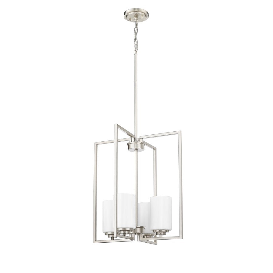 Millennium Luxx 4Lt 20" Pendant, Nickel/Ribbed Etched Opal White