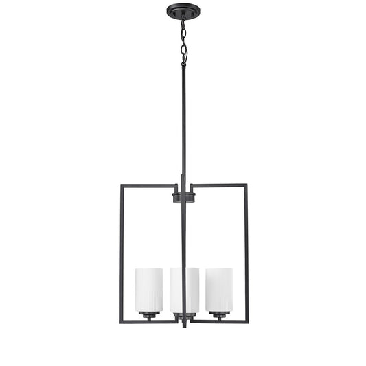 Millennium Luxx 4Lt 20" Pendant, Black/Ribbed Etched Opal White - 95004-MB