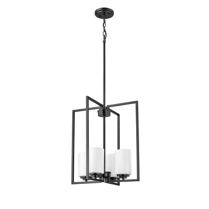 Millennium Luxx 4Lt 20" Pendant, Black/Ribbed Etched Opal White
