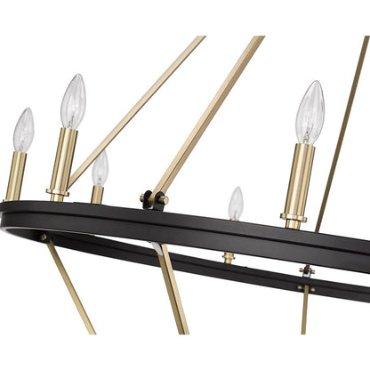 Millennium Lighting Carruth 15Lt Chandelier, Black/Modern Gold