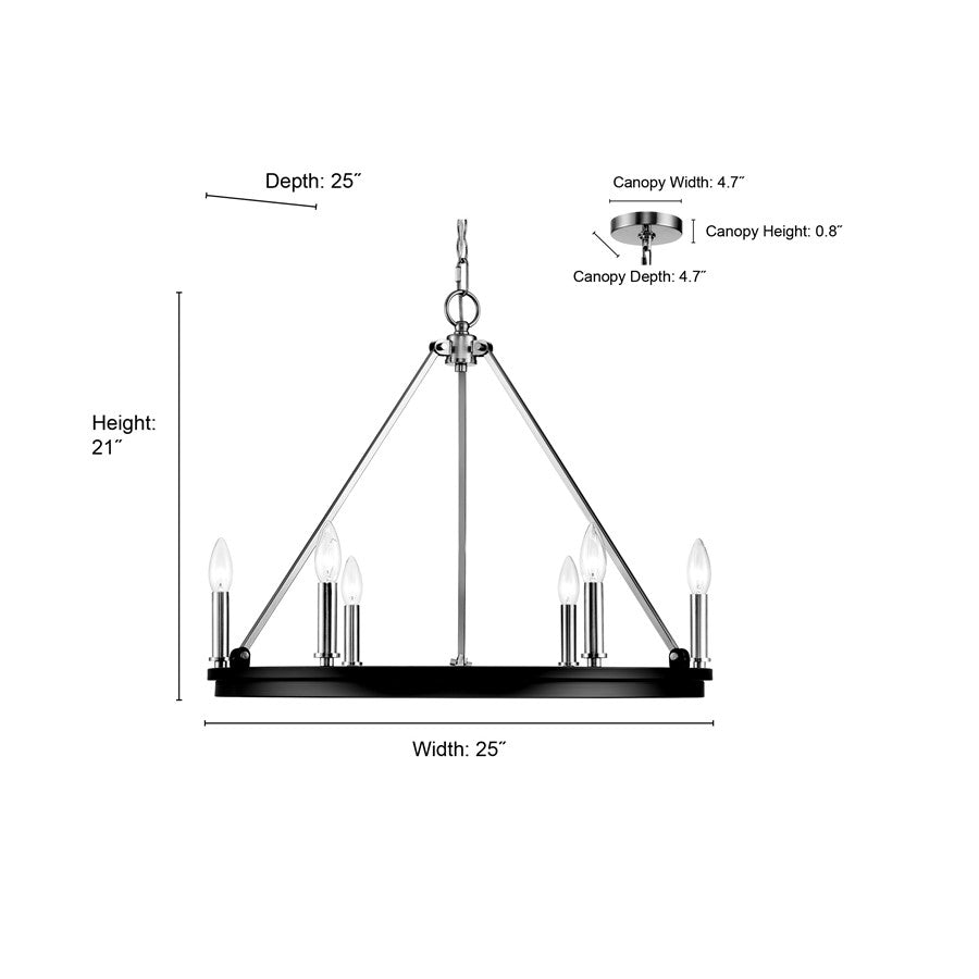 Millennium Lighting Carruth 6Lt Chandelier, Modern Gold