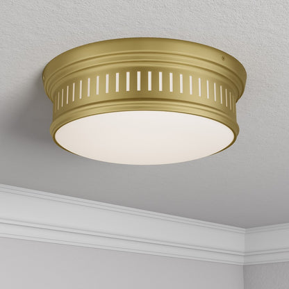 Millennium Lighting Velune 2 Light Flush Mount, Vintage Brass