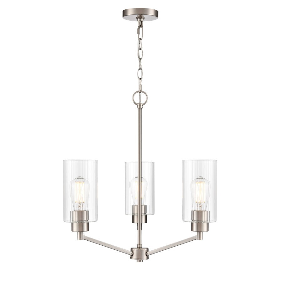 Millennium Lighting Beverlly 3Lt 21" Chandelier, Nickel/Clear Beveled