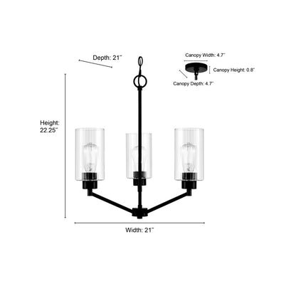 Millennium Lighting Beverlly 3Lt 21" Chandelier, Nickel/Clear Beveled