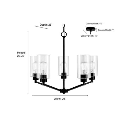 Millennium Lighting Beverlly 5Lt 26" Chandelier, Nickel/Clear Beveled