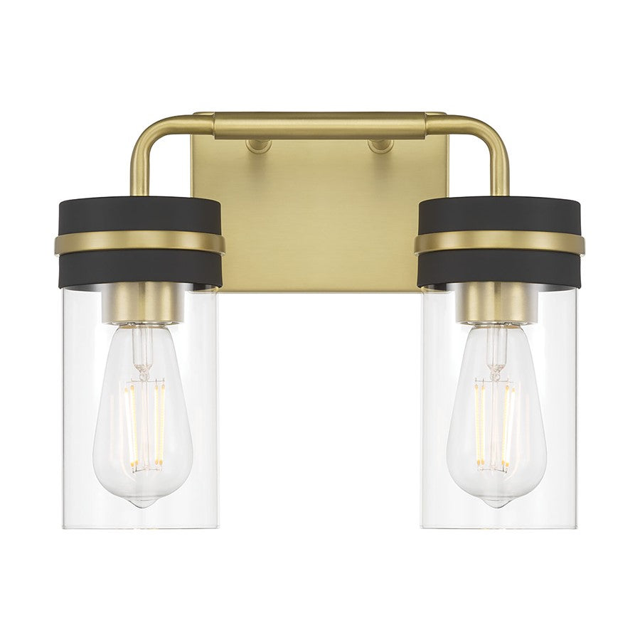 Millennium Marbridge 2Lt Bathroom Vanity Light, Brass/Clear