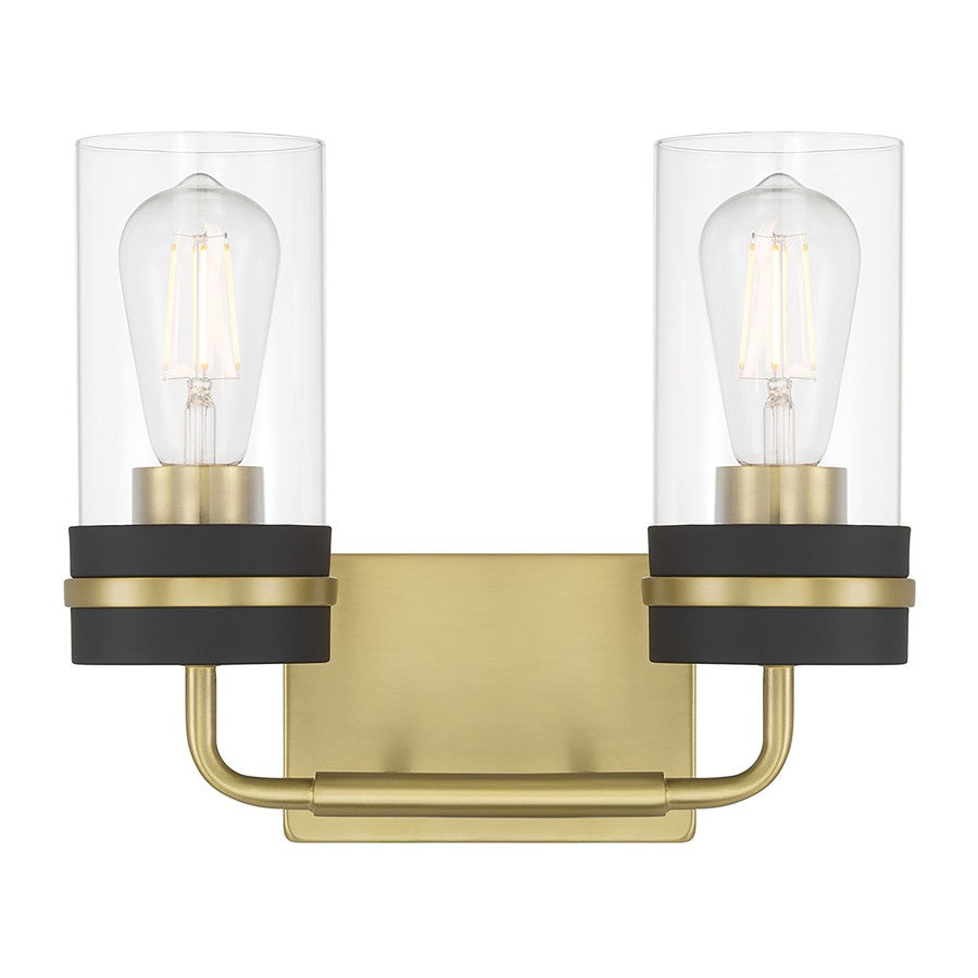 Millennium Marbridge 2Lt Bathroom Vanity Light, Brass/Clear