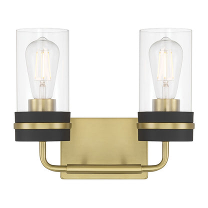 Millennium Marbridge 2Lt Bathroom Vanity Light, Brass/Clear