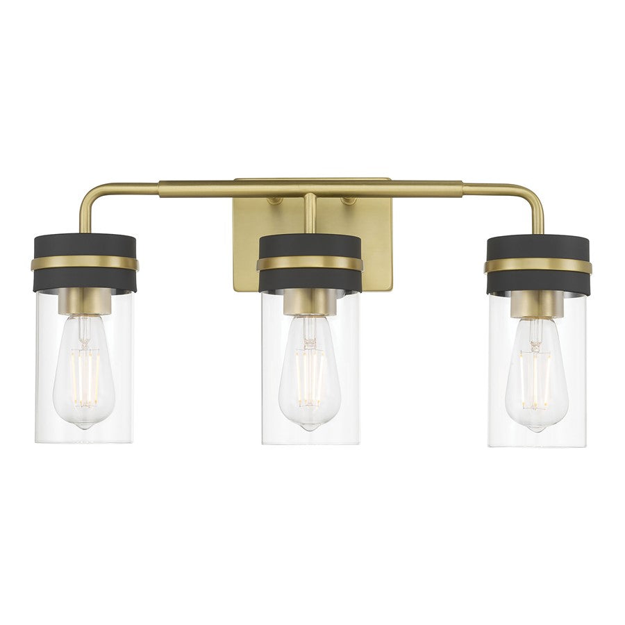 Millennium Marbridge 3Lt Bathroom Vanity Light, Brass/Clear