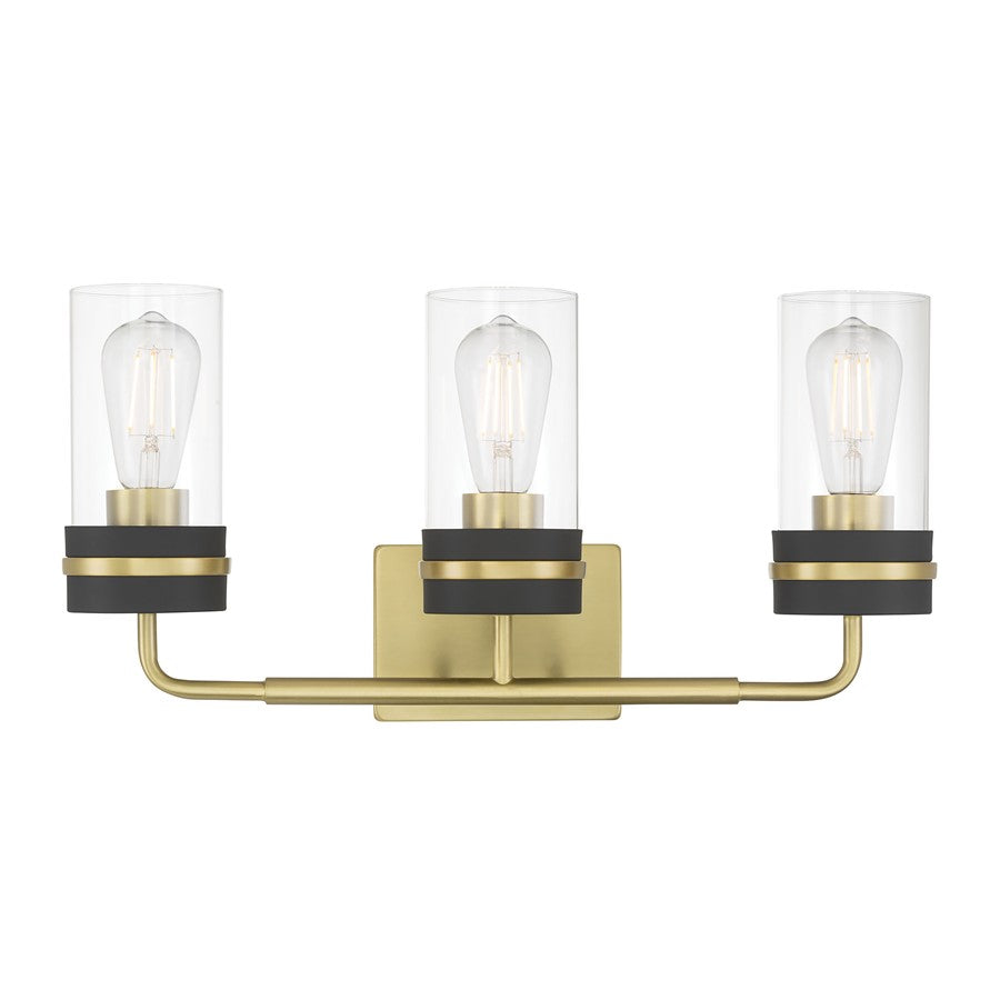 Millennium Marbridge 3Lt Bathroom Vanity Light, Brass/Clear